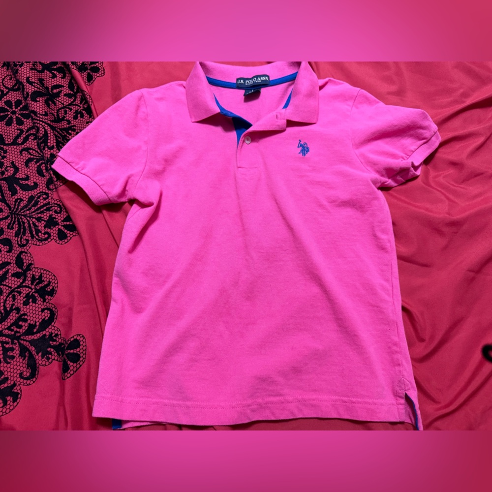 U.S. Polo Assn. Bright Pink Polo with Blue Trim